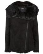 Harrods Of London Shearling Biker Jacket - Lyst