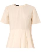Cedric Charlier Peplum Crepe Blouse - Lyst