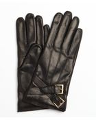 Portolano Black Leather Cross Buckle Nappa Gloves - Lyst