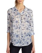 Joie Katrine Cotton & Silk Floral-Print Blouse - Lyst