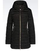 Armani Jeans Hooded Down Jacket in Technical Fabric - Lyst
