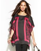 Michael Kors Michael Batwingsleeve Printed Blouse - Lyst