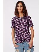 Missguided Jeressah Floral Print Split Hem T Shirt Purple - Lyst