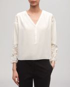 Whistles Blouse Isadora Lace Inset Silk - Lyst