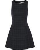 Jonathan Simkhai Leather-Trimmed Plaid Brushed-Twill Dress - Lyst