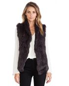 June Semi Long Hair Rabbit Fur Vest - Lyst