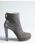 Miu Miu Anthracite Suede Glitter Heel Platform Ankle Boots - Lyst