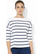 Lauren by Ralph Lauren Dropped-Shoulder Stripe Top - Lyst