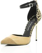 River Island Brown Leather Ankle Strap Court Shoes - Lyst