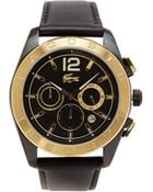 Lacoste 2010741 Gold Tone Black Watch - Lyst