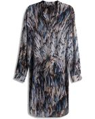 Amanda Wakeley Kazue Feather-Printed Silk Shirt Dress - Lyst