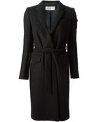 Saint Laurent Belted Overcoat - Lyst