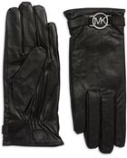 Michael Kors Hardware Logo Leather Gloves - Lyst