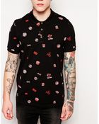 Asos Polo Shirt With Print - Lyst