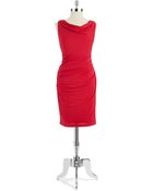 Vera Wang Cowl Necked Sheath Dress - Lyst