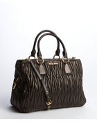 Miu Miu Brown Metallic Leather Shoulder Bag - Lyst
