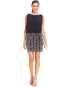 Betsy & Adam Studded Scalloped Blouson Dress - Lyst