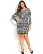 Michael Kors Michael Plus Size Long-Sleeve Zebra-Print Shift Dress - Lyst