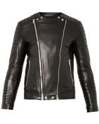 Balmain Classic Leather Biker Jacket - Lyst