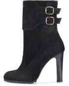 Oscar de la Renta Suede Chris Buckle Boots - Lyst