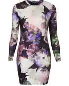 Topshop Petite Floral Print Bodycon Dress - Lyst