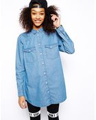 Monki Oversize Denim Shirt - Lyst