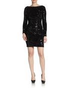 Aidan By Aidan Mattox Long-Sleeve Sequined V-Back Dress - Lyst