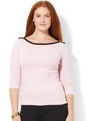 Lauren by Ralph Lauren Plus Size Button-Shoulder Top - Lyst