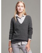 Banana Republic Ribbed Cashmere Vee Pullover - Lyst