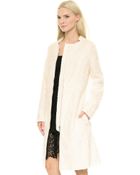 Nina Ricci Imitation Fur Coat - Ivory - Lyst