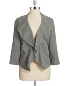 Calvin Klein Houndstooth Ruffle Front Blazer - Lyst