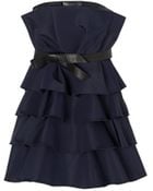 Rebecca Taylor Leather Detailed Ruffle Dress - Lyst