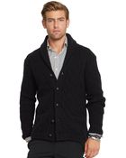 Polo Ralph Lauren Cable-knit Wool Shawl Cardigan - Lyst