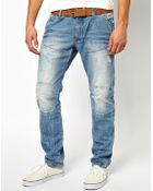 G-star Raw G Star Jeans Elwood 3D Low Tapered Light Aged Distressed - Lyst