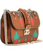 Valentino Lock Small Embroidered Leather Shoulder Bag - Lyst