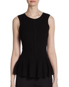 Saks Fifth Avenue Black Knit Peplum Top - Lyst