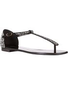 Giuseppe Zanotti Crystal-Embellished T-Strap Sandals - Lyst