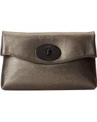 Coach Metallic Leather Turnlock Clutch - Lyst