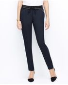 Ann Taylor Petite Faux Leather Trim Drawstring Pants - Lyst