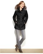 London Fog Quilted Hooded Down Puffer Coat - Lyst