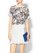 Rebecca Taylor Short Sleeve Grey Gardens Combo Top - Lyst