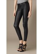 Burberry Skinny Fit Leather Trousers - Lyst