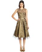 Oscar de la Renta Sleveless Lame & Bead Embroidered Dress - Lyst