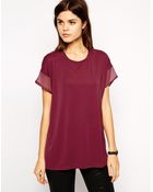 Asos Top With Chiffon Layer And Open Back - Lyst