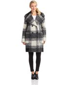 7 For All Mankind Double Breasted Checkered Coat - Lyst