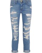 Current/Elliott The Fling Distressed Mid-Rise Boyfriend Jeans - Lyst