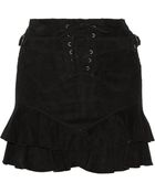 Isabel Marant Elea Tiered Lace-Up Nubuck Skirt - Lyst