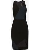 Yigal Azrouel Mesh Combo Dress: Black/Green - Lyst