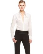 Donna Karan New York Long Sleeve Collared Blouse - Lyst
