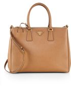 Prada Saffiano Lux Double-Zip Tote - Lyst